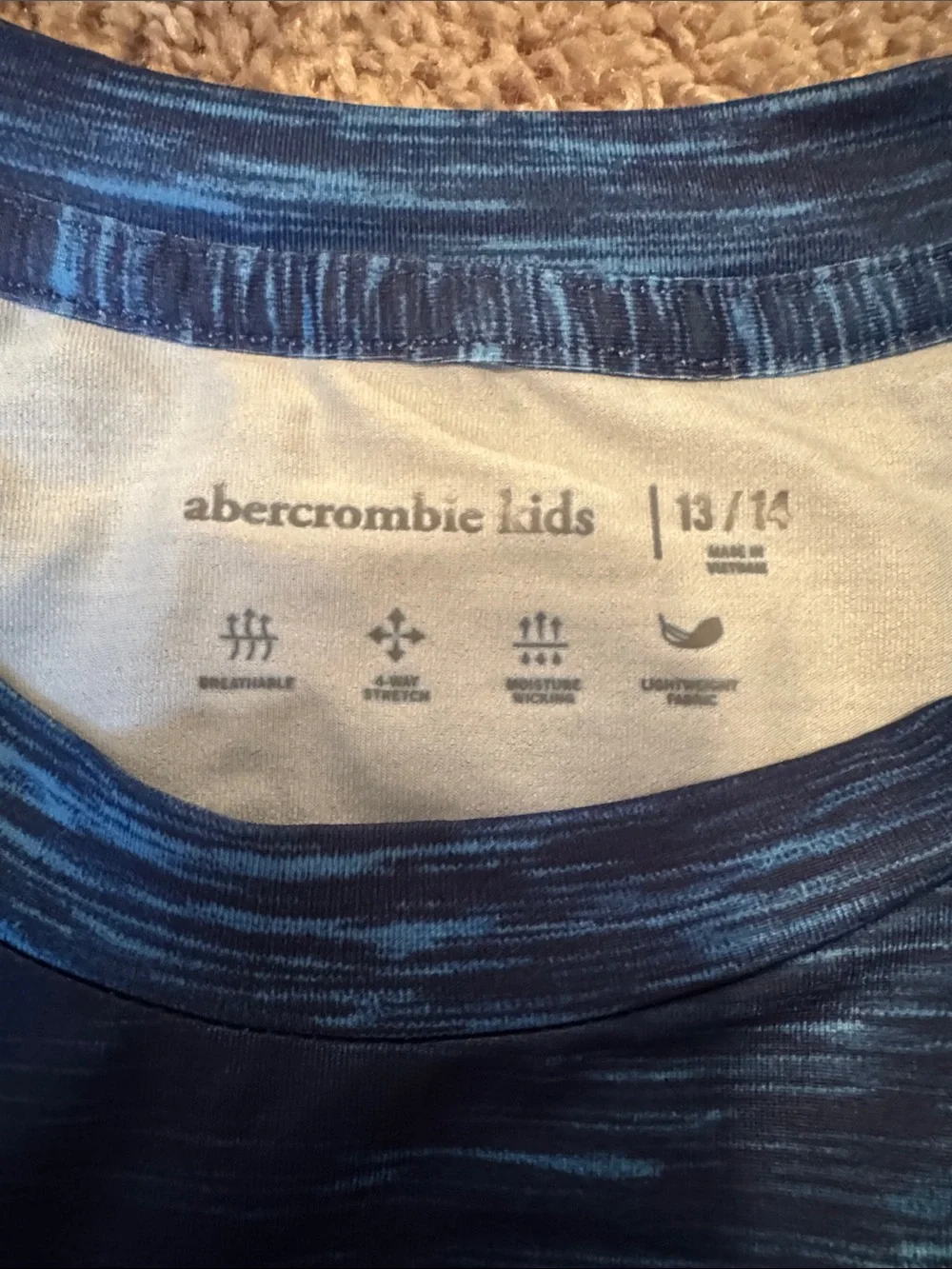 Abercrombie & Fitch Navy and Light Blue Space-Dye Performance Tee